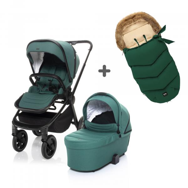 Zopa Set kočík Move Cross 2 + Hlboká korba XL + darček Fusak Fluffy v hodnote 77,50 Eur, Antique Green/Black 