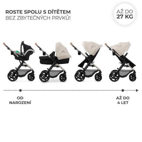 KINDERKRAFT Kočík kombinovaný Moov 2 3v1 Moonlight Grey - penové kolesá 