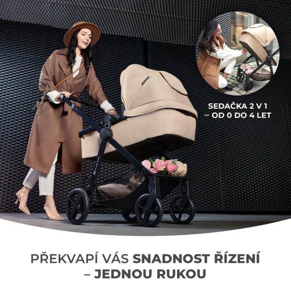 KINDERKRAFT Kočík kombinovaný 4v1 Newly Classic Black + Mink PRO 