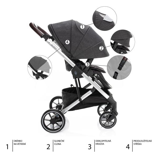 Zopa Set kočík Quest+ korba+ adaptéry+ autosedačka 2023, Vulcan Black/Silver 