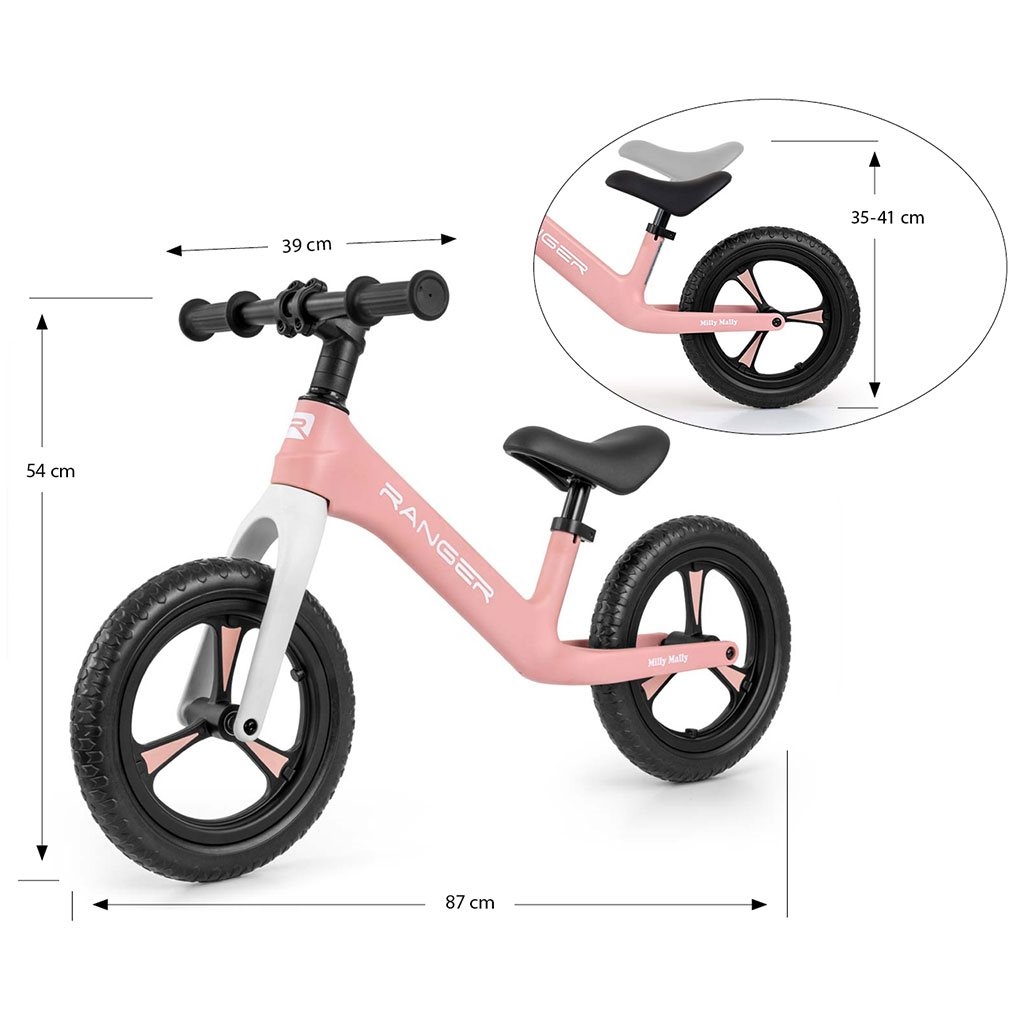 Detský balančný bicykel Milly Mally Ranger Pink 