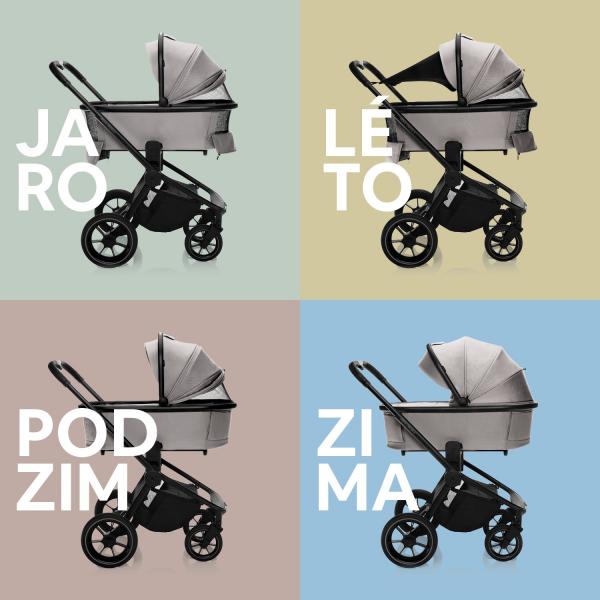 Zopa Set kočík Move Cross 3 + hlboká korba  Move XL 3 + autosedačka + báza, Ivory Beige 