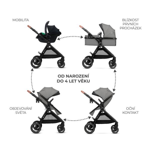 KINDERKRAFT Kočík kombinovaný 3v1 Esme Moonlight Grey 