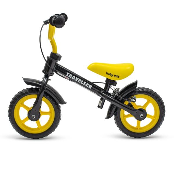 Detský balančný bicykel s brzdou Baby Mix Traveller čierny 