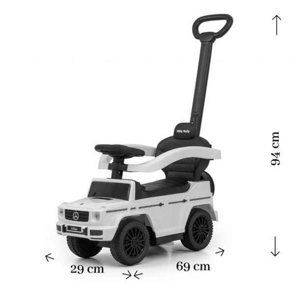 Detské odrážadlo s vodiacou tyčou MERCEDES G350d Milly Mally biele 