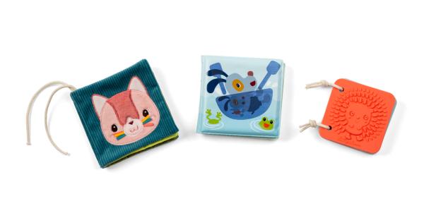 Lilliputiens – súprava 3 senzorických knižiek – mačička Jeanne 