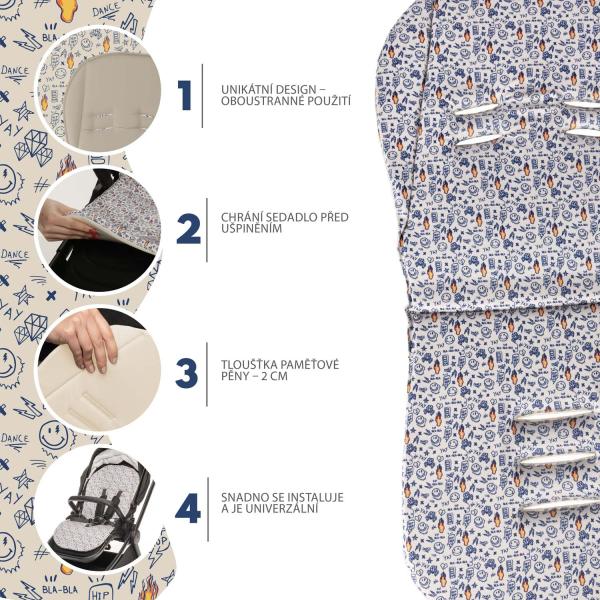 Zopa Vložka do kočíka z pamäťovej peny Comfort, Emoji Beige 