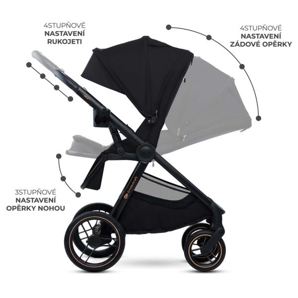 KINDERKRAFT Kočík kombinovaný Nea 2 2v1 Midnigth Black + Fusak 3v1 Jibot Horizontal Ink Black 