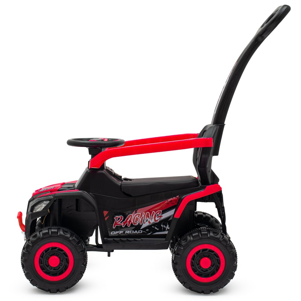 Detské elektrické odrážadlo Baby Mix Ruggy s vodiacou tyčou červené 