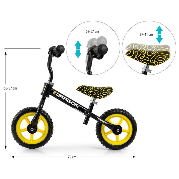 Detský balančný bicykel Milly Mally Dragon black 