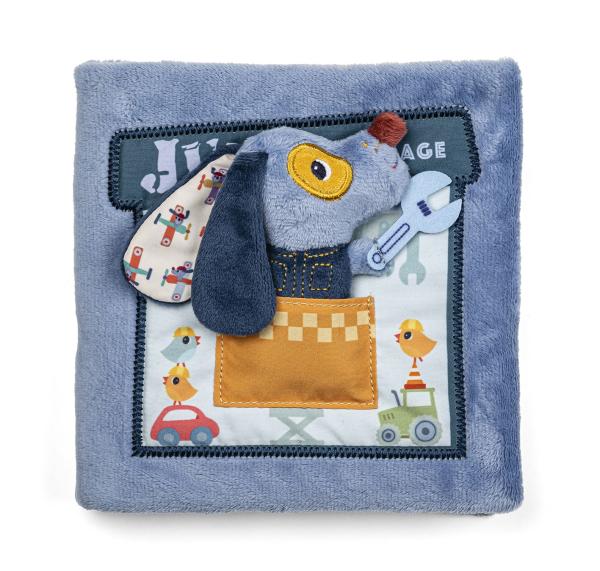 Lilliputiens - textilná knižka - psík Jules v garáži 