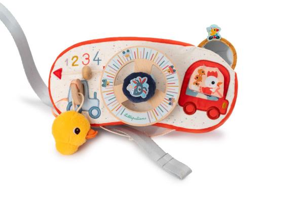 Lilliputiens - textilný panel s volantom - farmárske auto 