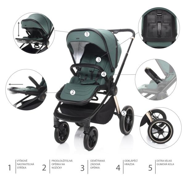 MOVE Cross 2 kočík + XL hl. korba zdarma, Antique Green/Gold 