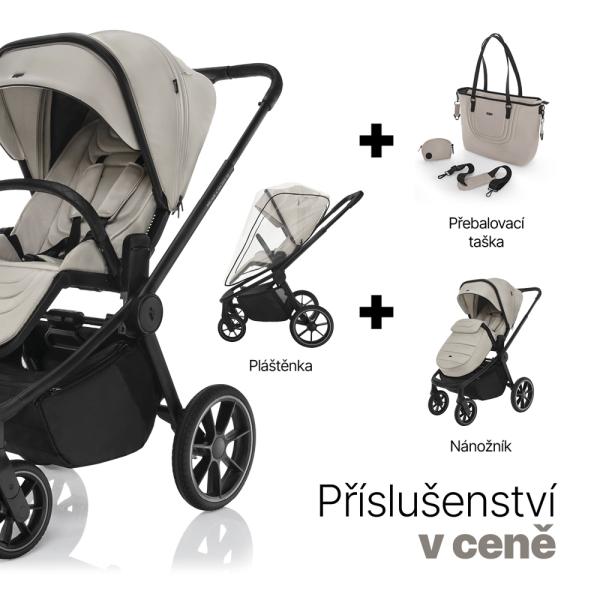 Sada Move Cross 5 + hlboká korba Move XL 5 + darčeky, Ivory Beige 