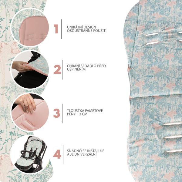 Zopa Vložka do kočíka z pamäťovej peny Comfort, Jungle Pink 