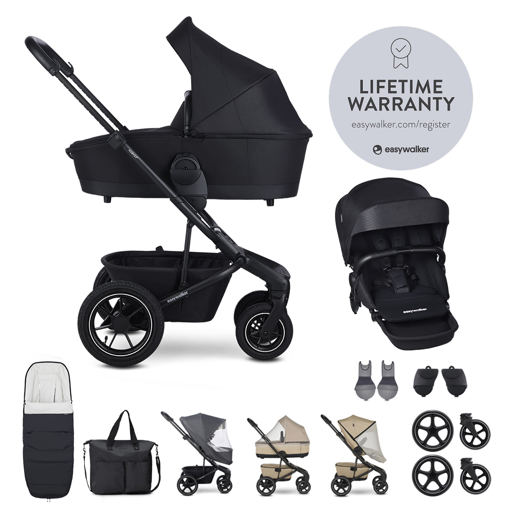 EASYWALKER Set XXL kočík kombinovaný Harvey⁵ Air Midnight Black s príslušenstvom 