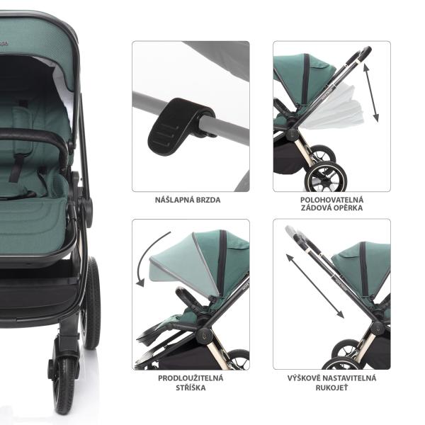 MOVE Cross 2 kočík + XL hl. korba zdarma, Antique Green/Black 